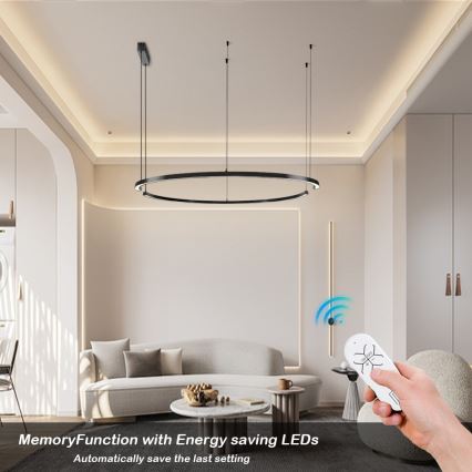 Immax NEO 07329L - LED stmievateľný luster na lane FINO LED/72W/230V 120 cm Tuya čierna + diaľkové ovládanie