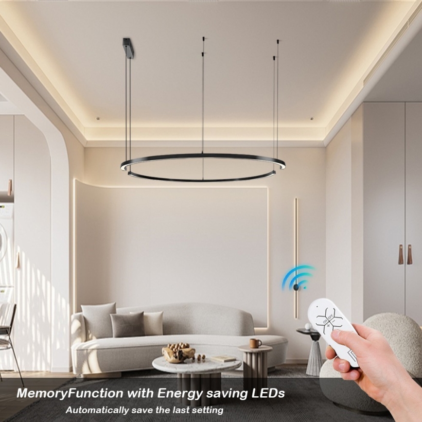 Immax NEO 07329L - LED stmievateľný luster na lane FINO LED/72W/230V 120 cm Tuya čierna + diaľkové ovládanie
