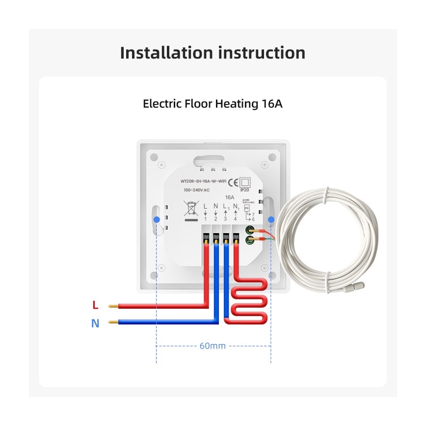 Immax NEO 07535L - Termostat pre elektrické podlahové kúrenie SMART 230V/16A Wi-Fi Tuya