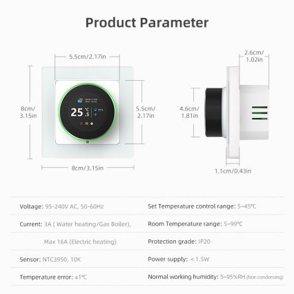 Immax NEO 07535L - Termostat pre elektrické podlahové kúrenie SMART 230V/16A Wi-Fi Tuya