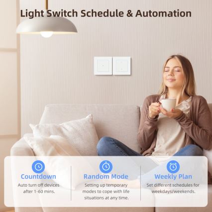 Immax NEO 07539L - 2-tlačidlový SMART vypínač 230V Wi-Fi Tuya