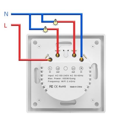 Immax NEO 07539L - 2-tlačidlový SMART vypínač 230V Wi-Fi Tuya