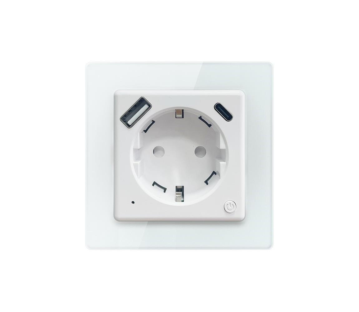 NEO 07552L - Inteligentná zásuvka typ F 16A/230V s 1× USB-A a 1× USB-C PD 20W 07552L