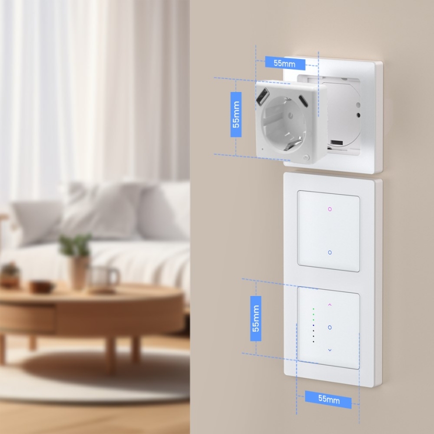 Immax NEO 07552L - Inteligentná zásuvka typu F 16A/230V + 1x USB-A + 1x USB-C PD 20W