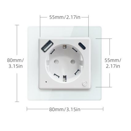 Immax NEO 07552L - Inteligentná zásuvka typu F 16A/230V + 1x USB-A + 1x USB-C PD 20W