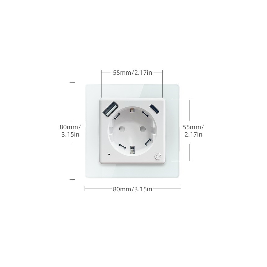 Immax NEO 07552L - Inteligentná zásuvka typu F 16A/230V + 1x USB-A + 1x USB-C PD 20W