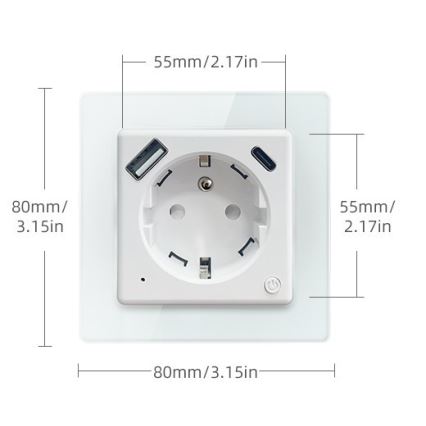 Immax NEO 07553L - Inteligentná zásuvka E 16A/230V + 1x USB-A + 1x USB-C PD 20W