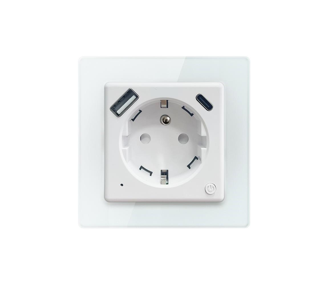 NEO 07553L - Inteligentná zásuvka E 16A/230V + 1xUSB-A+1xUSB C PD 20W 07553L