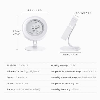 Immax NEO 07557L - Inteligentný senzor teploty a vlhkosti 1xCR2430 Tuya