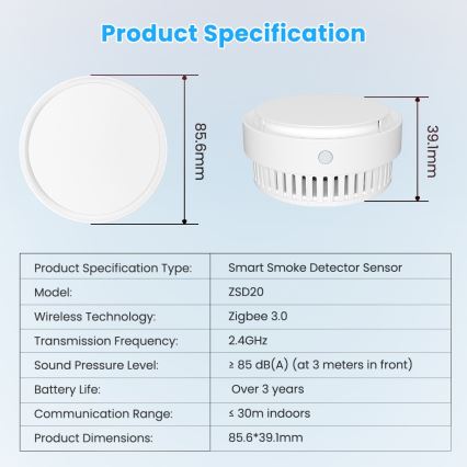 Immax NEO 07558L - Dymový detektor 1xCR123A Tuya