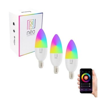 Immax NEO 07716C - SADA 3x LED RGB+CCT Stmievateľná žiarovka E14/5,5W/230V Wi-Fi Tuya 2700K