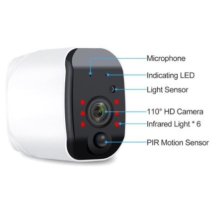 Immax NEO 07718L - Inteligentná vonkajšia bezpečnostná kamera SMART 2x18650/3,7V IP65 Tuya