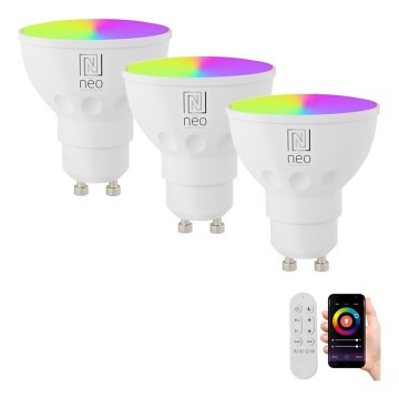Immax NEO 07724CDO - SADA 3x LED RGB+CCT Stmievateľná žiarovka GU10/4,8W/230V 2700-6500K Wi-Fi Tuya + diaľkové ovládanie