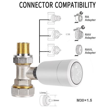 Immax NEO 07732A - SADA 3x Termostatická hlavica 2xAA/3V Tuya