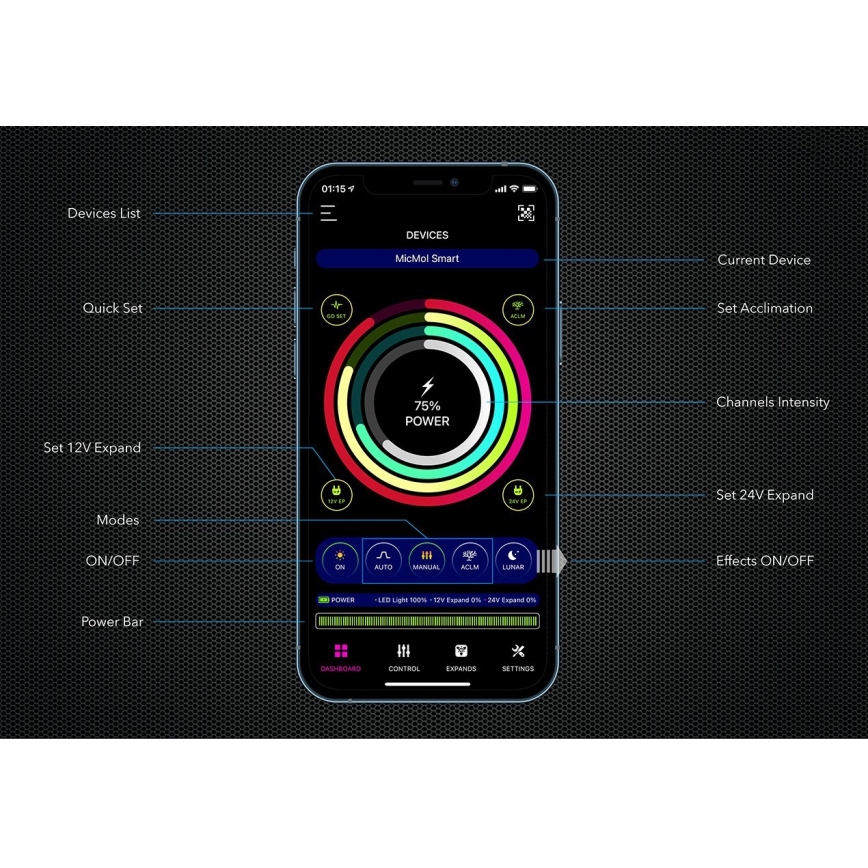 Immax NEO 07740L - LED WRGB Osvetlenie akvária NEO LITE LED/30W/24V Wi-Fi Tuya