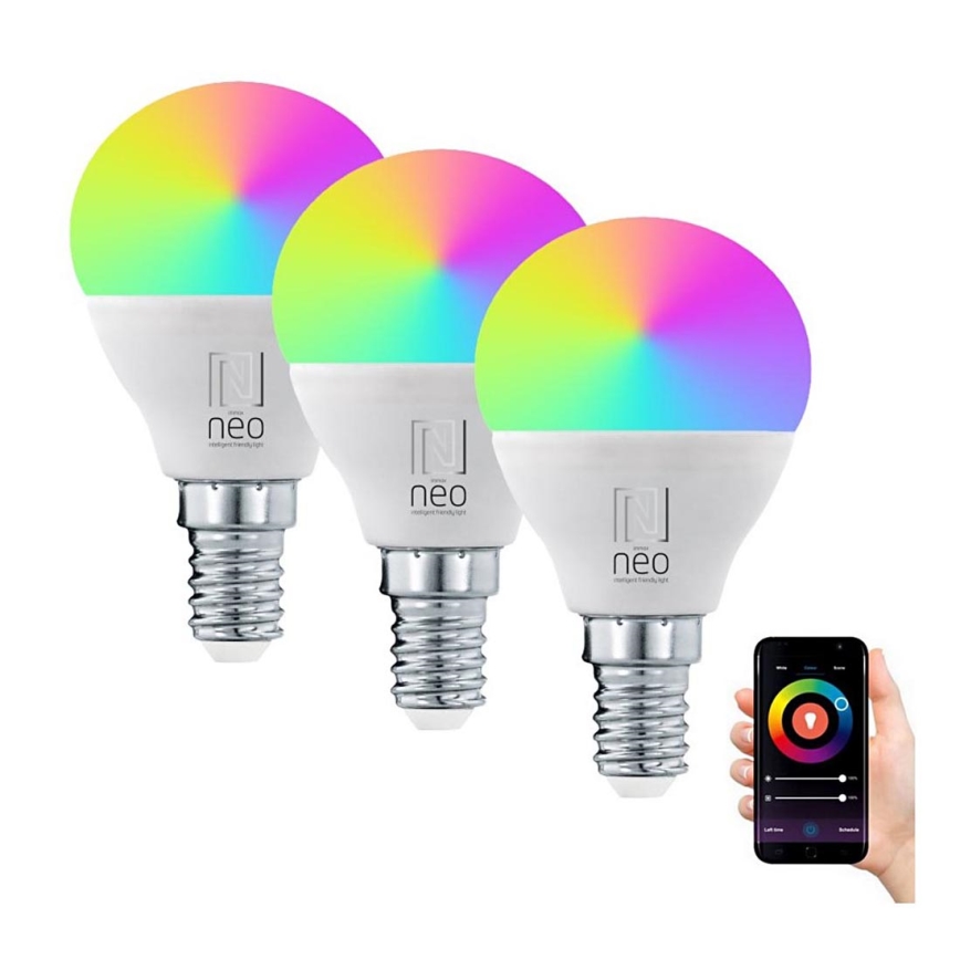 Immax NEO 07745C - SADA 3x LED RGB+CCT Stmievateľná žiarovka E14/6W/230V 2700-6500K Wi-Fi Tuya