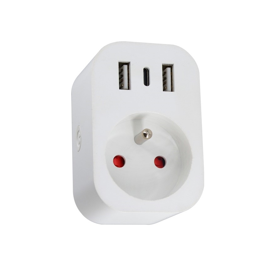 Immax NEO 07772L - Inteligentná rozbočovacia zásuvka 16A/230V + 2xUSB+1xUSB C Wi-Fi Tuya