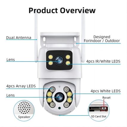 Immax NEO 07783L - Inteligentná vonkajšia kamera so senzorom DOUBLE 355° P/T 2x2MP IP65 Wi-Fi Tuya