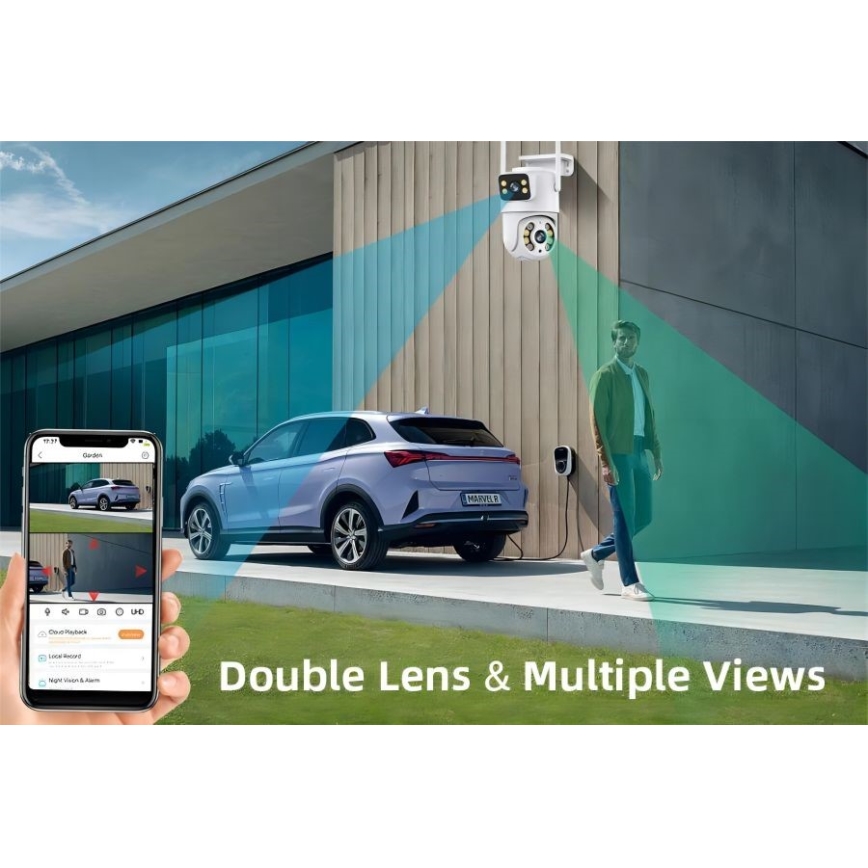 Immax NEO 07783L - Inteligentná vonkajšia kamera so senzorom DOUBLE 355° P/T 2x2MP IP65 Wi-Fi Tuya