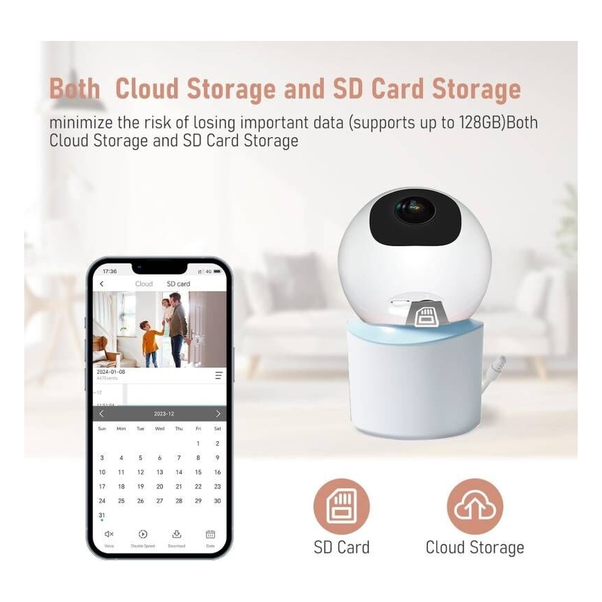 Immax NEO 07788L - Inteligentná kamera so senzorom 355° 50° P/T 4MP Wi-Fi Tuya modrá