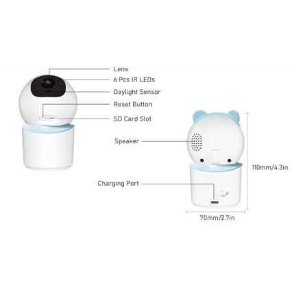 Immax NEO 07788L - Inteligentná kamera so senzorom 355° 50° P/T 4MP Wi-Fi Tuya modrá