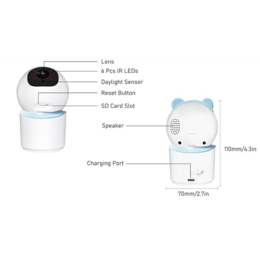 Immax NEO 07788L - Inteligentná kamera so senzorom 355° 50° P/T 4MP Wi-Fi Tuya modrá