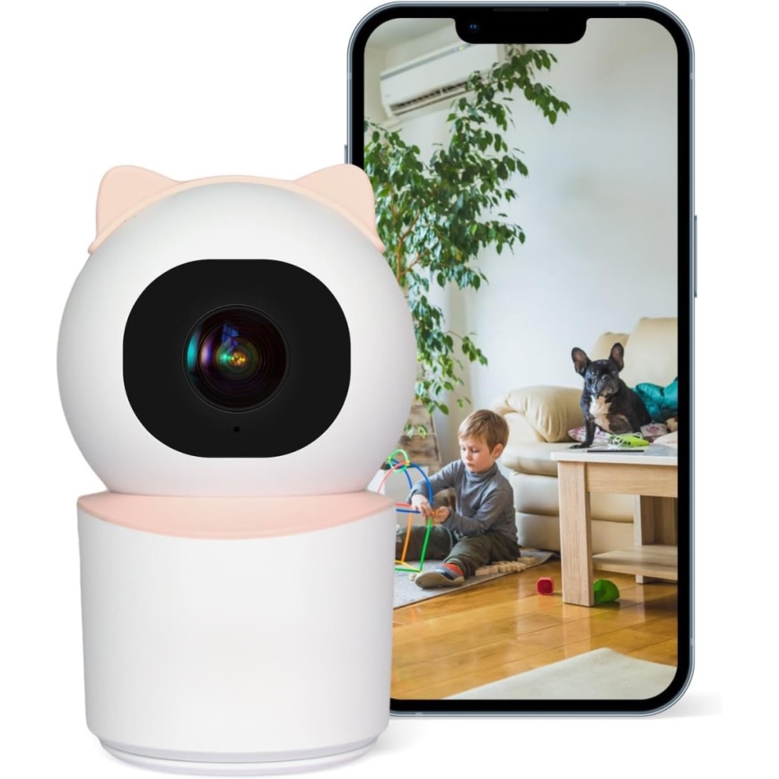 Immax NEO 07789L - Inteligentná kamera so senzorom 355° 50° P/T 4MP Wi-Fi Tuya ružová
