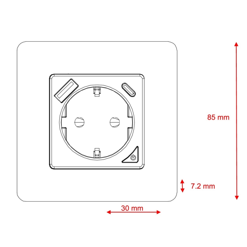 Immax NEO 07801L - Inteligentná zásuvka 16A/230V + 1x USB-A + 1x USB-C Tuya SCHUKO