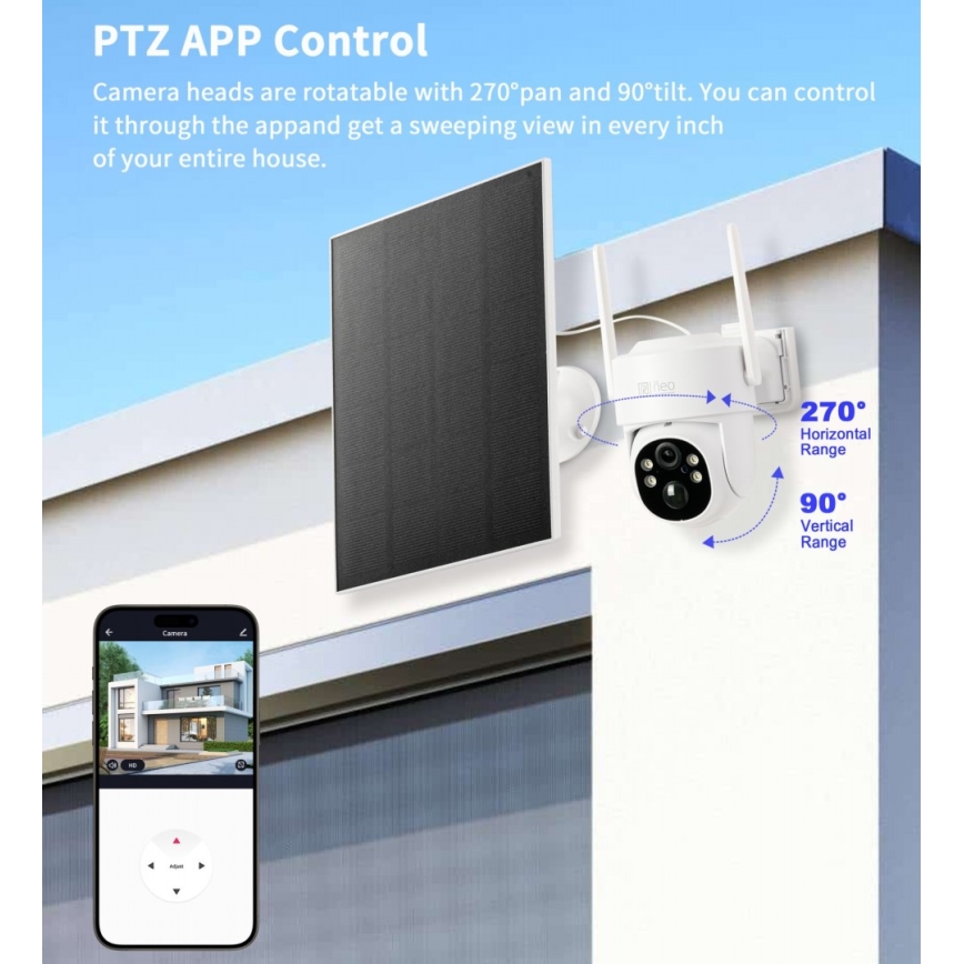 Immax NEO 07804L - Inteligentná vonkajšia solárna kamera so senzorom 9000 mAh Wi-Fi Tuya IP65