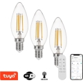 Immax NEO 07807CDO - Súprava 3× stmievateľných LED žiaroviek CCT E14/4W/230V Tuya Wi‑Fi + diaľkové ovládanie
