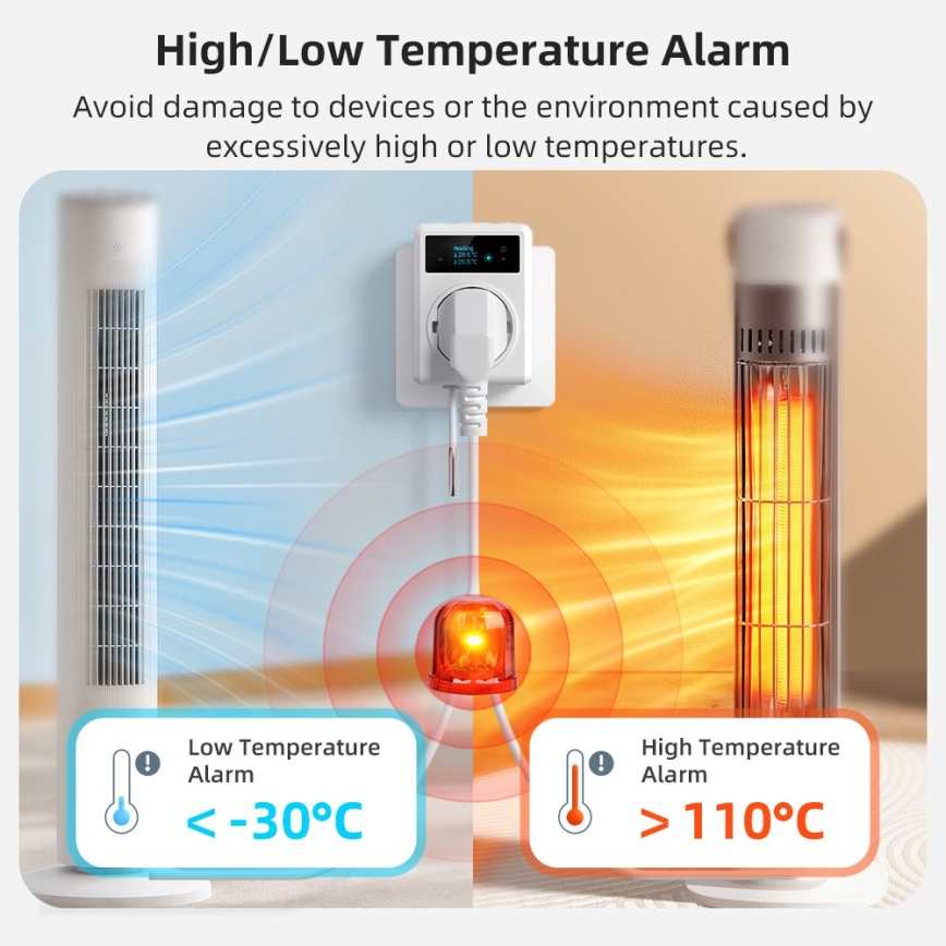 Immax NEO 07811L - Inteligentná zásuvka s teplomerom F 3680W Wi-Fi