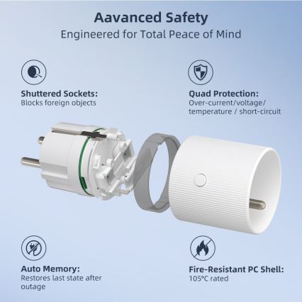 Immax NEO 07812L - Inteligentná zásuvka E 3500W Tuya Wi-Fi
