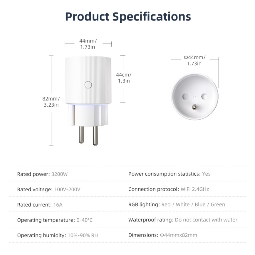 Immax NEO 07812L - Inteligentná zásuvka E 3500W Tuya Wi-Fi