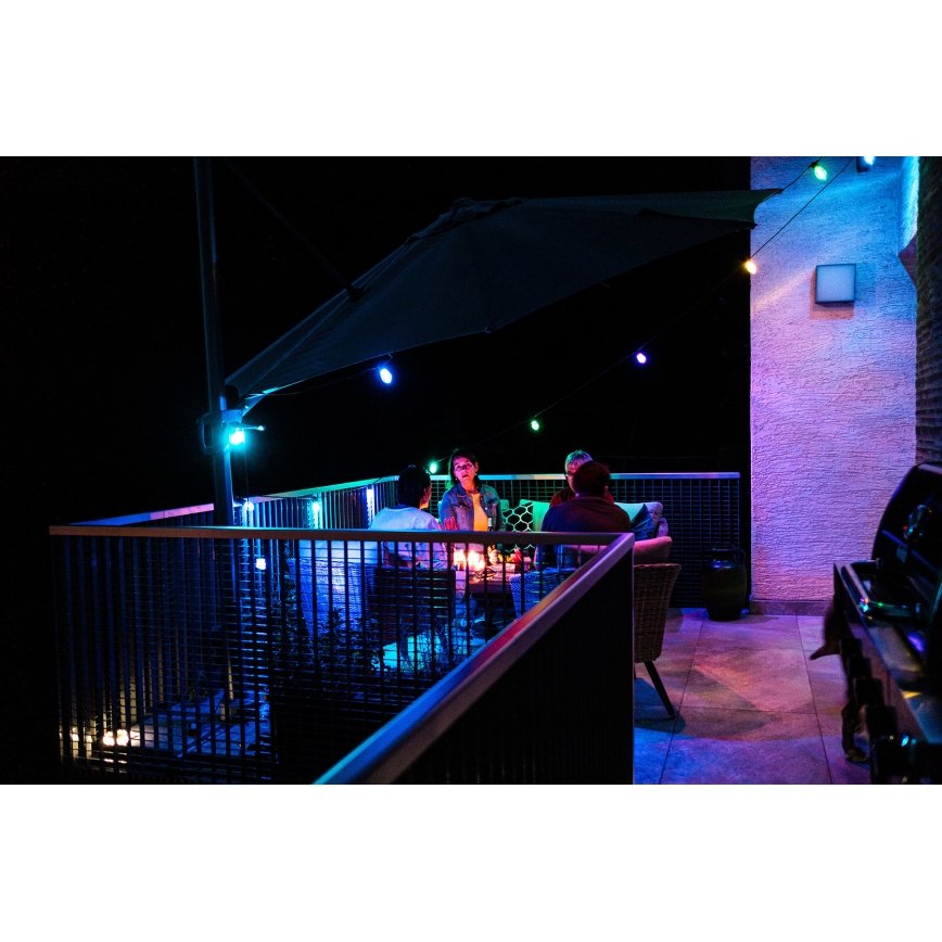 LED RGB+CCT Stmievateľná vonkajšia reťaz GIRLANDA 15xLED/1W/230V 15m Wi-Fi Tuya IP65 + diaľkové ovládanie