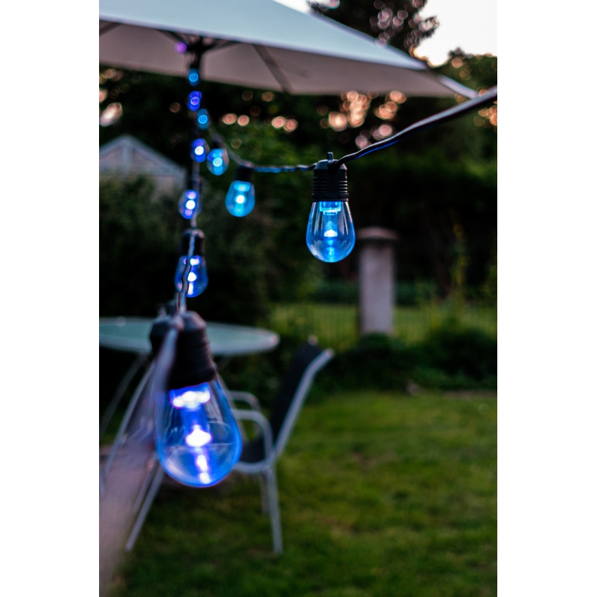 LED RGB+CCT Stmievateľná vonkajšia reťaz GIRLANDA 15xLED/1W/230V 15m Wi-Fi Tuya IP65 + diaľkové ovládanie