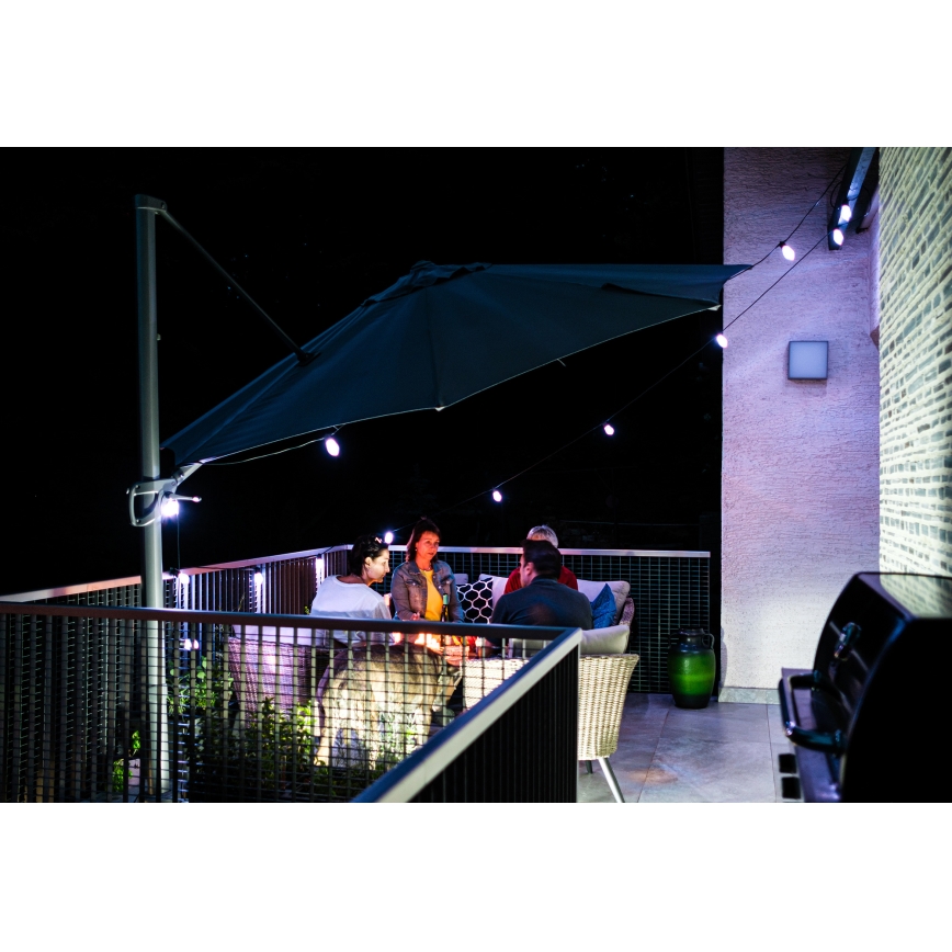 LED RGB+CCT Stmievateľná vonkajšia reťaz GIRLANDA 15xLED/1W/230V 15m Wi-Fi Tuya IP65 + diaľkové ovládanie