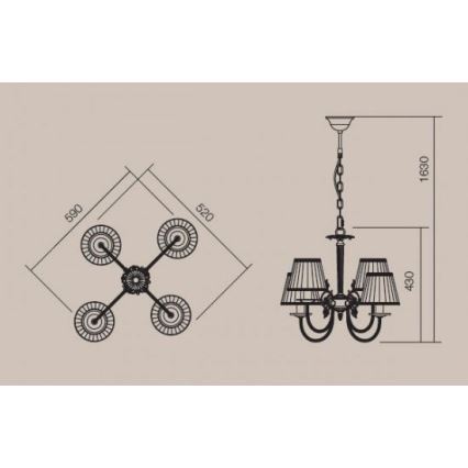 Incanti 02-657 - Luster na reťazi ILARIA 4xE14/28W/230V