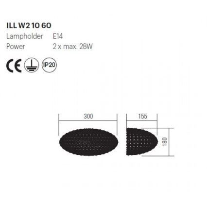 Incanti ILL W2 10 60 - Nástenné svietidlo LILAS 2xE14/28W/230V