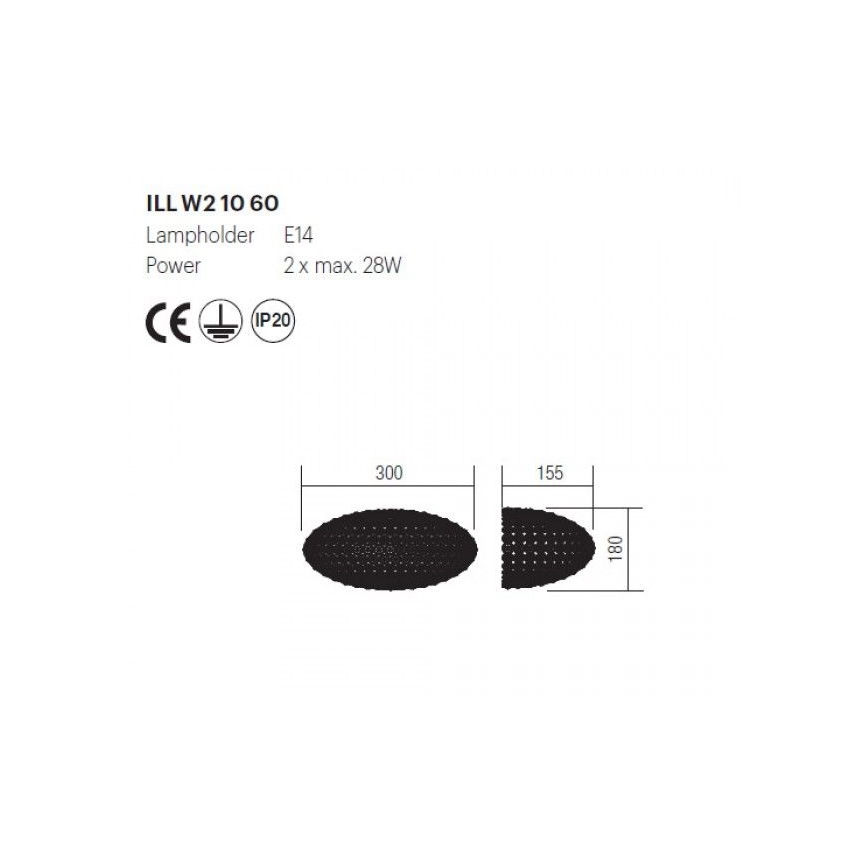 Incanti ILL W2 10 60 - Nástenné svietidlo LILAS 2xE14/28W/230V