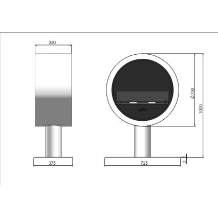 InFire - BIO krb pr. 70 cm 3kW čierna