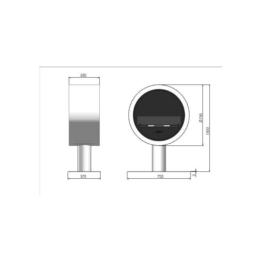 InFire - BIO krb pr. 70 cm 3kW čierna