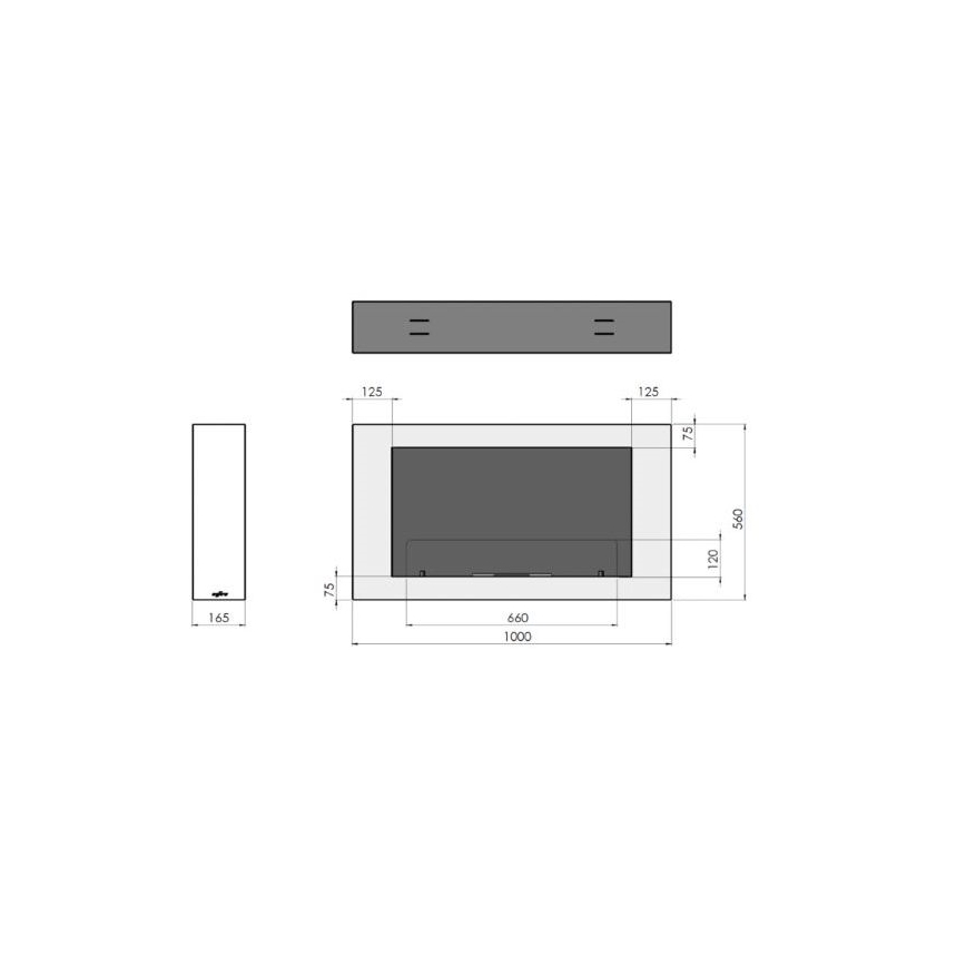 InFire - Nástenný BIO krb 100x56 cm 3kW biela