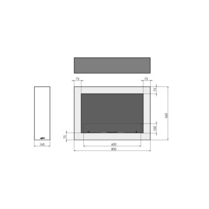 InFire - Nástenný BIO krb 80x56 cm 3kW biela