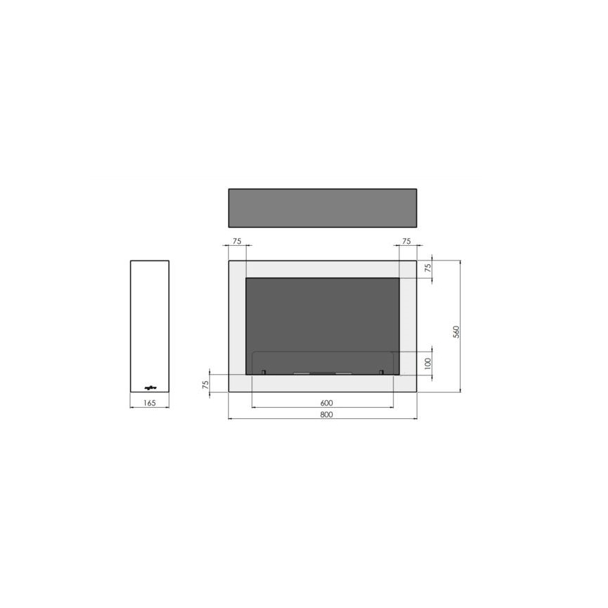 InFire - Nástenný BIO krb 80x56 cm 3kW biela