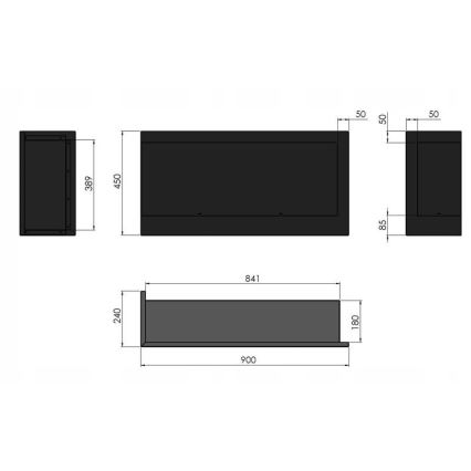 InFire - Rohový BIO krb 45x90 cm 3kW čierna