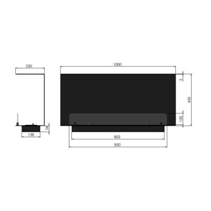 InFire - Vstavaný BIO krb 100x45 cm 3kW čierna