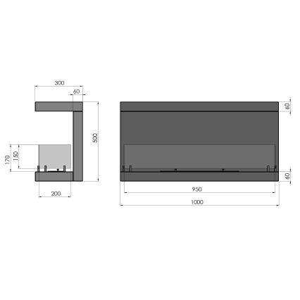 InFire - Vstavaný BIO krb 100x50 cm 3kW čierna