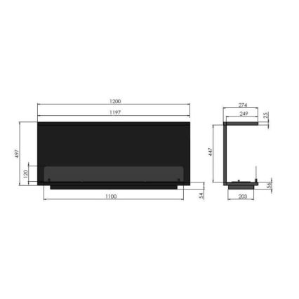 InFire - Vstavaný BIO krb 120x50 cm 3kW čierna