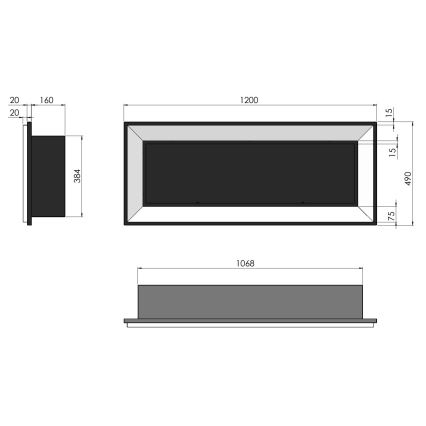 InFire - Vstavaný BIO krb 49x120 cm 3kW čierna