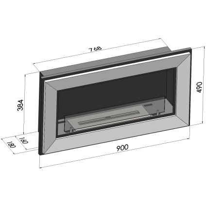 InFire - Vstavaný BIO krb 49x90 cm 3kW čierna